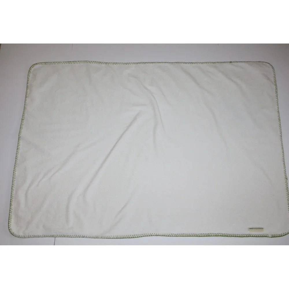 Pottery Barn Kids Lime Green White Reversible Soft Stroller Baby Blanket 39x26